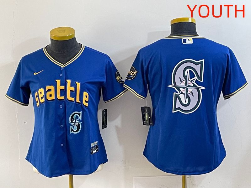Youth 2025 Seattle Mariners Blank Blue City Edition Nike MLB Jersey style 10